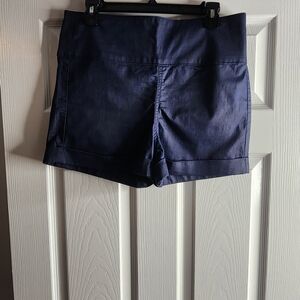 Elegant High Waist Navy Women's Shorts